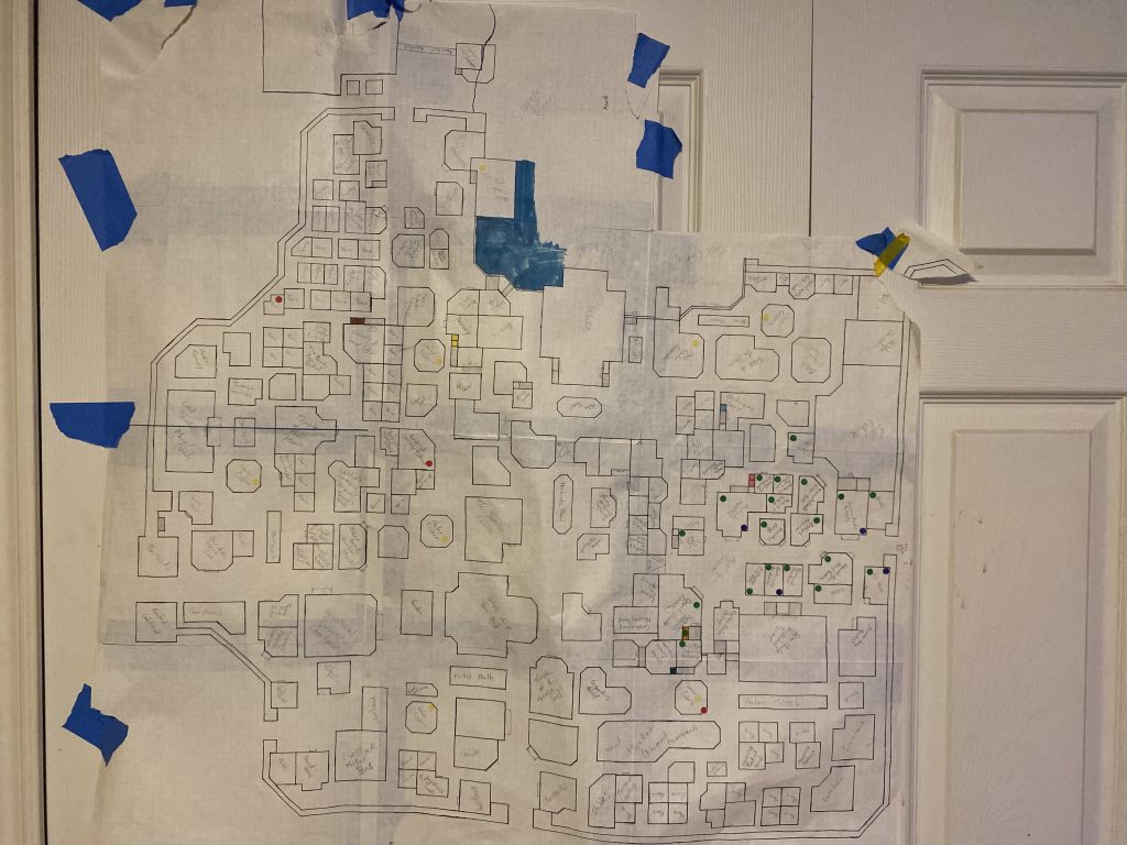 This is literally what the map looks like. No fancy art, just boxes and labels, and stickers